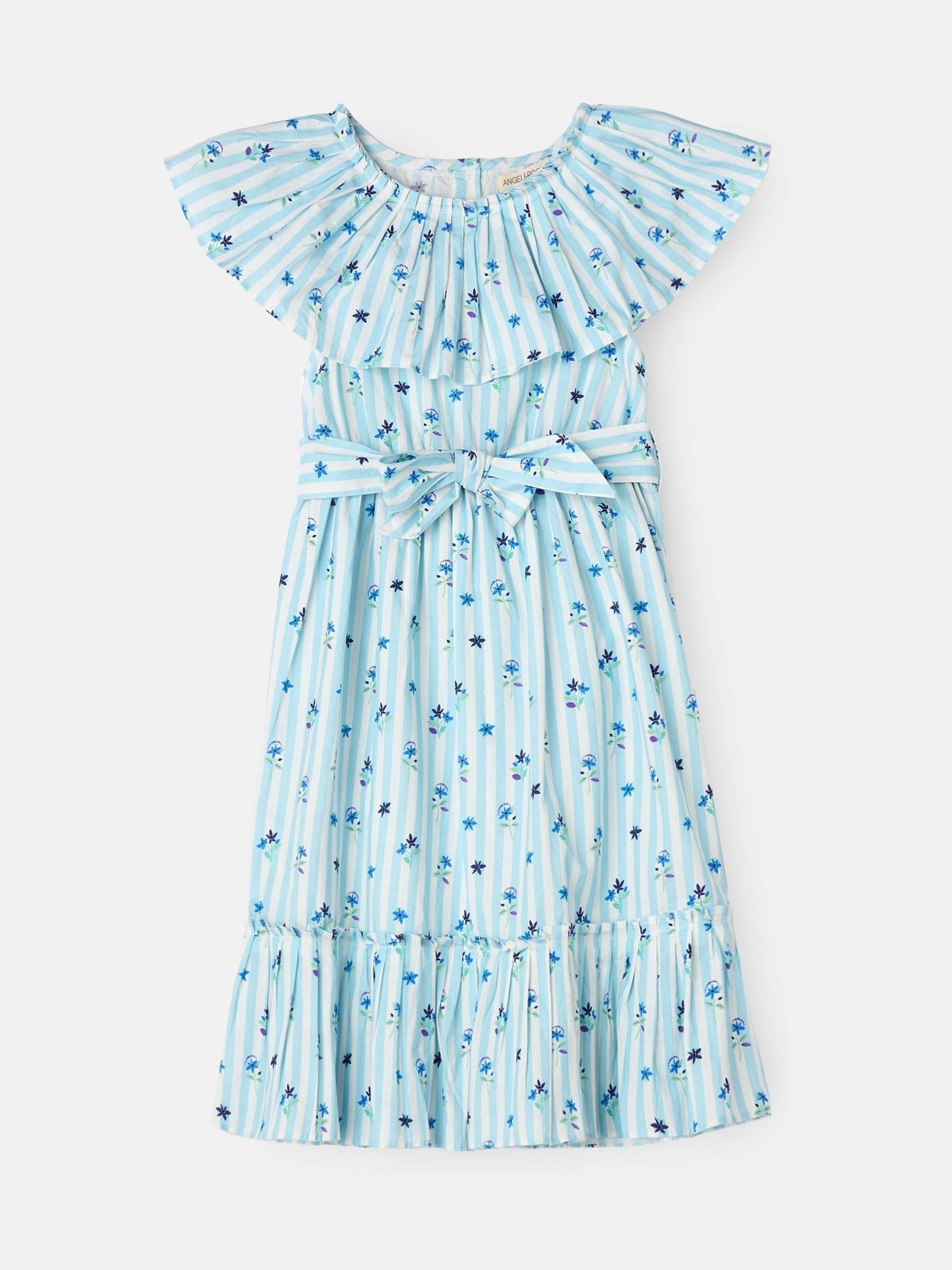 Angel & Rocket Blue Flori Pleated Collar 100% Cotton Dress image 5