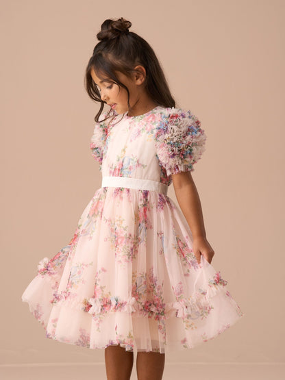 Angel & Rocket Natural Ruffle Sleeve Mesh Dress - image 1