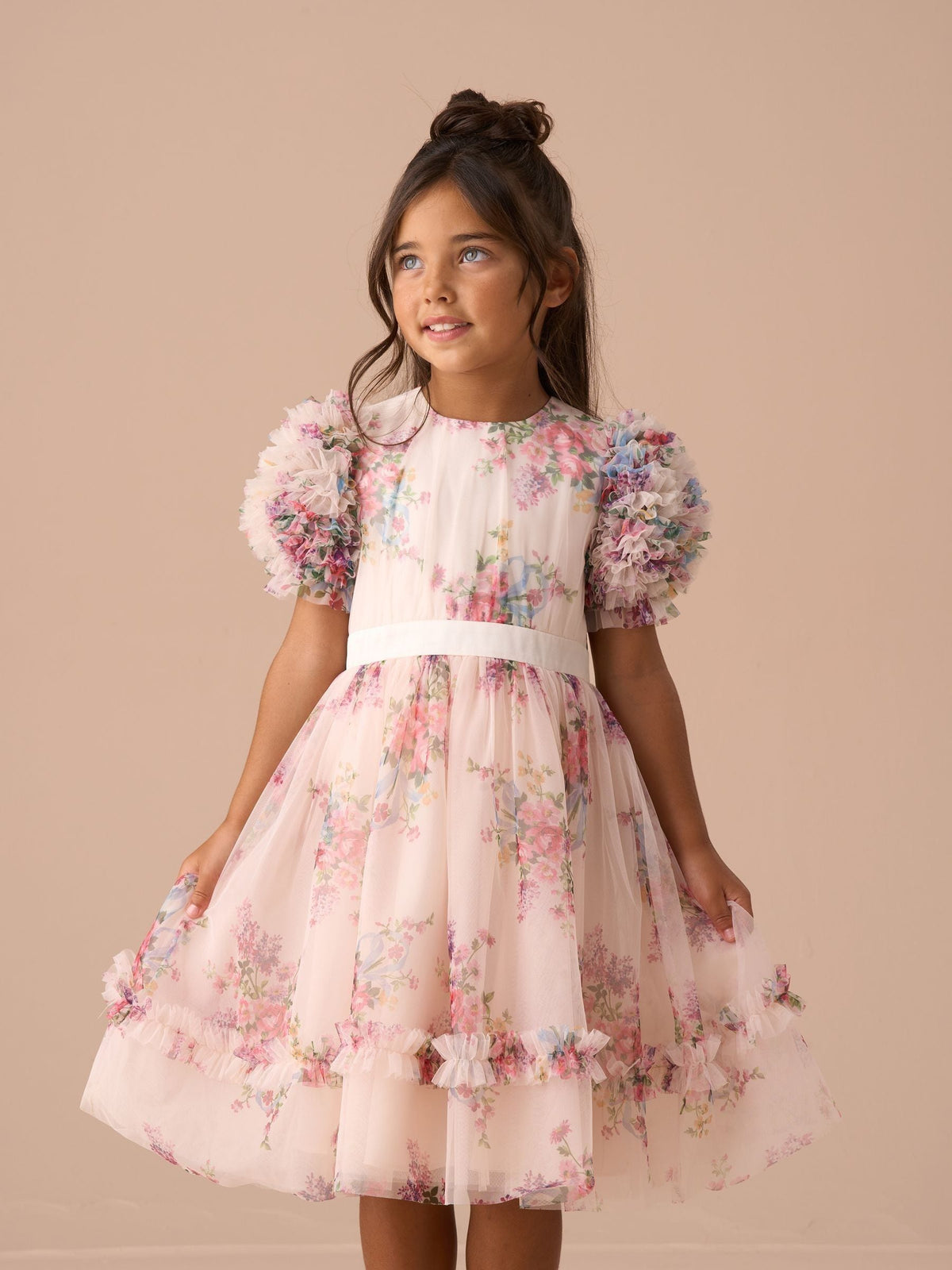 Angel & Rocket Natural Ruffle Sleeve Mesh Dress - image 15