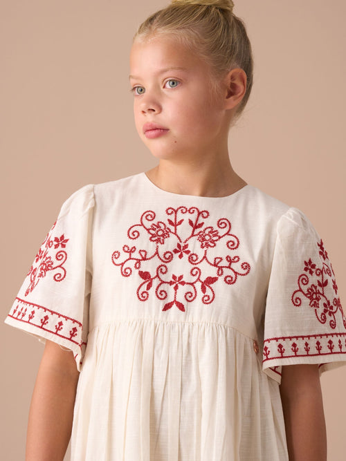 Dsiney Kidz - Angel & Rocket Nude Reyna Embroidered Balloon Sleeve Dress image 1