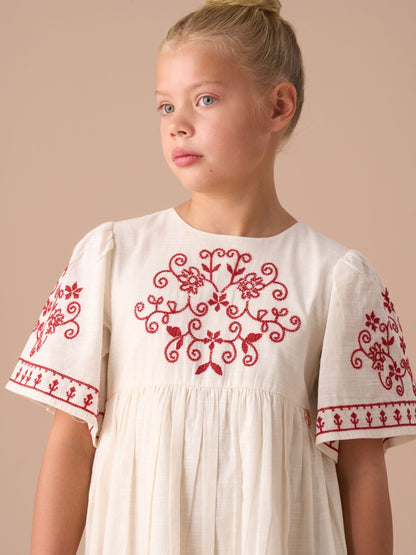 Angel & Rocket Nude Reyna Embroidered Balloon Sleeve Dress image 1