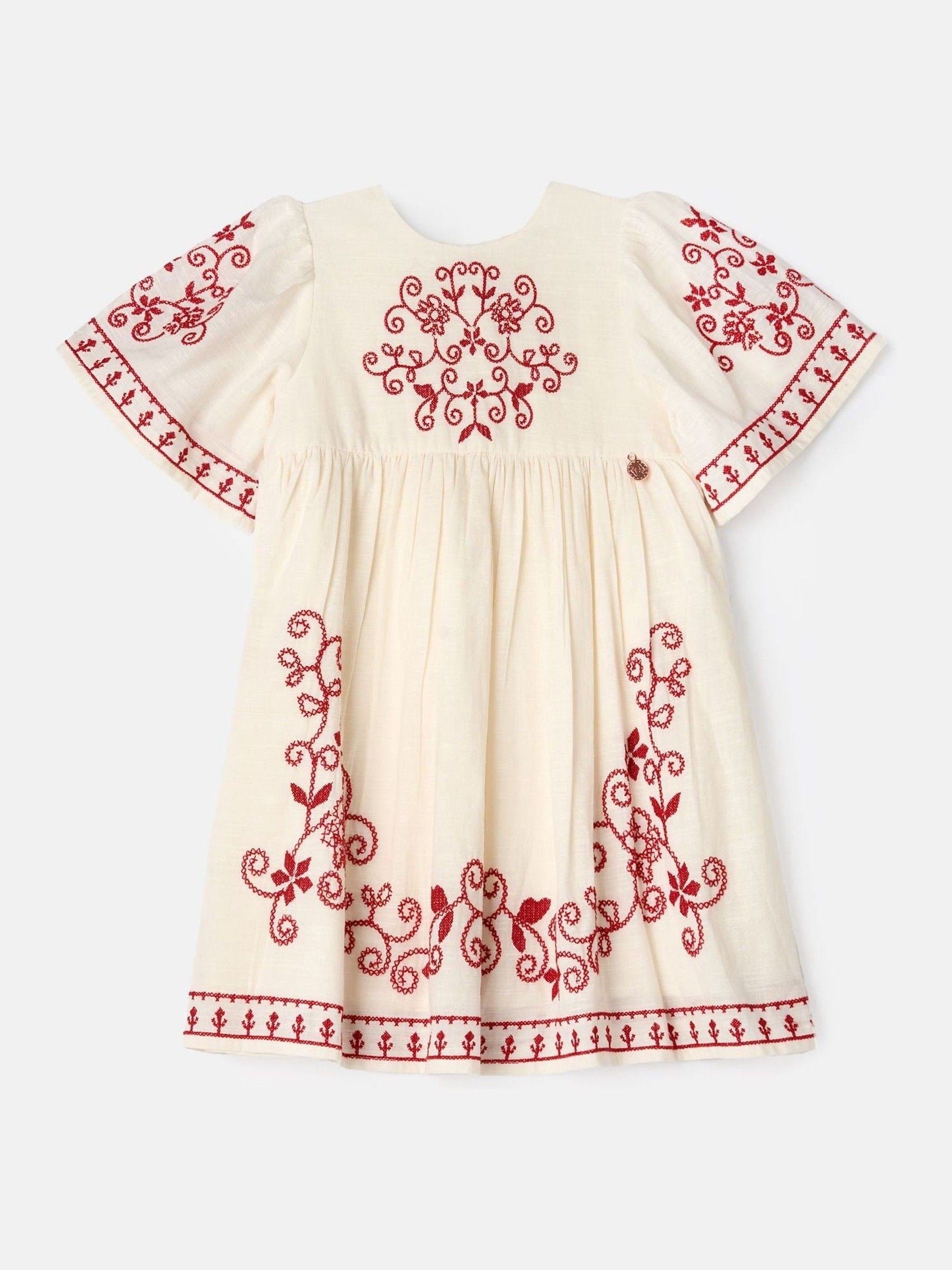 Angel & Rocket Nude Reyna Embroidered Balloon Sleeve Dress image 3