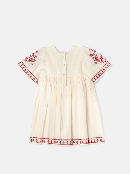 Angel & Rocket Nude Reyna Embroidered Balloon Sleeve Dress image 4