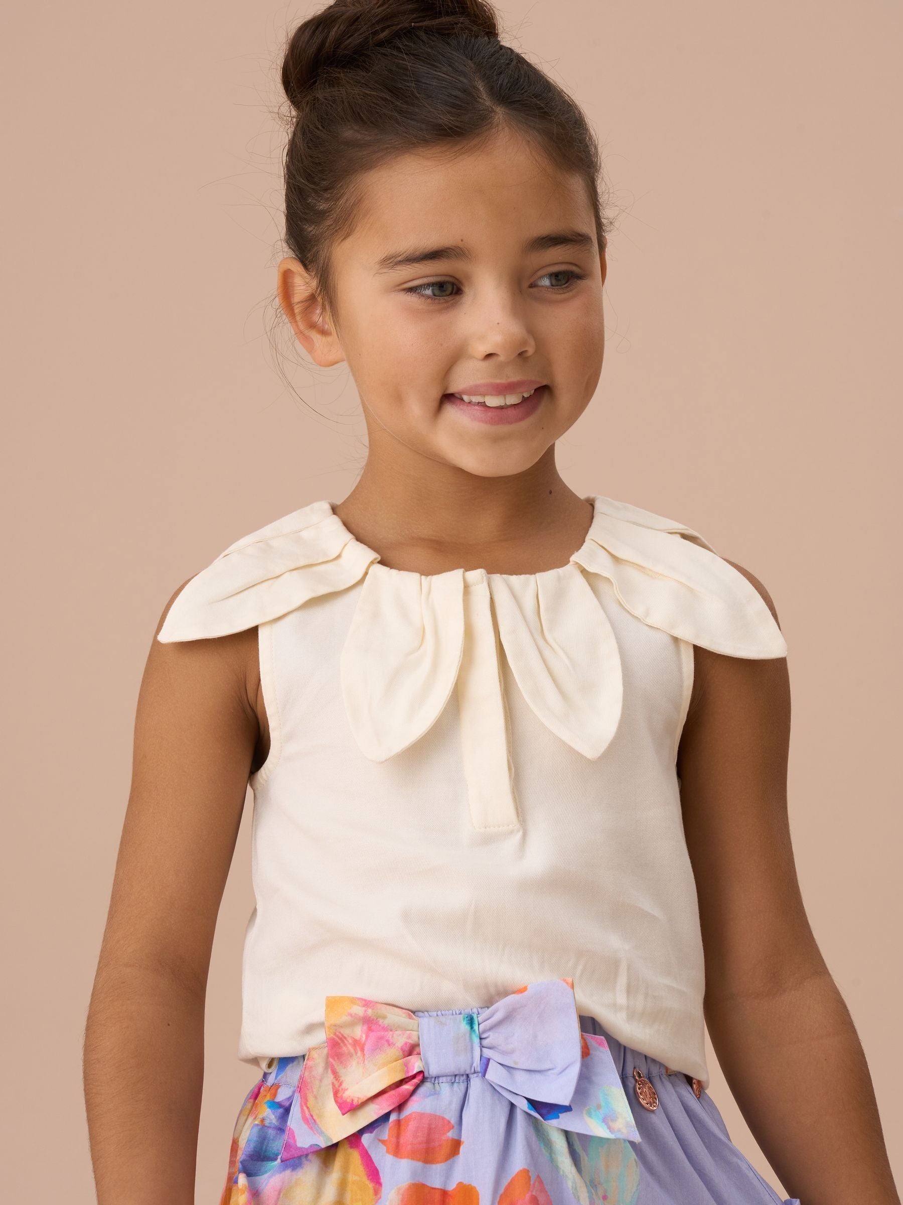 Dsiney Kidz - Angel & Rocket White Margaux Ivory Petal Collar 100% Cotton Top image 1