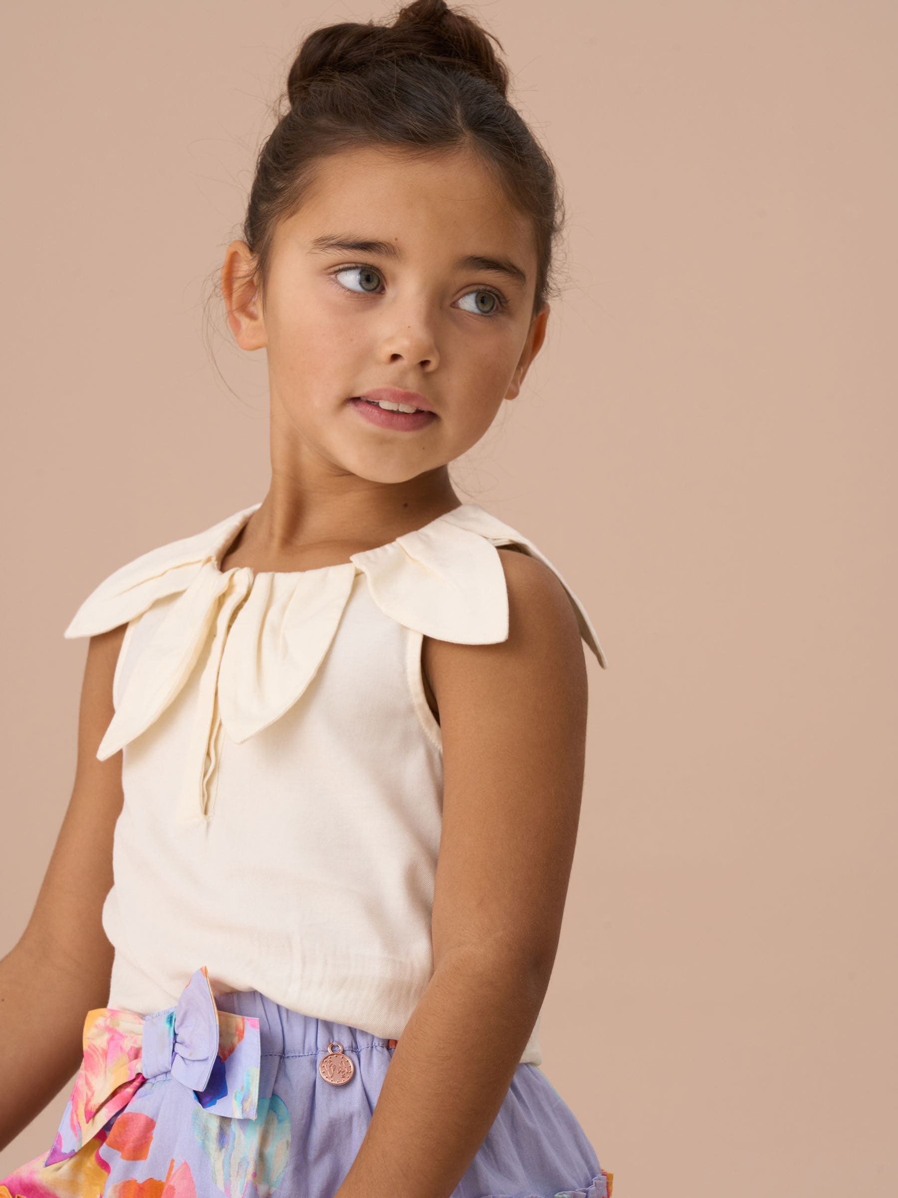 Dsiney Kidz - Angel & Rocket White Margaux Ivory Petal Collar 100% Cotton Top image 2