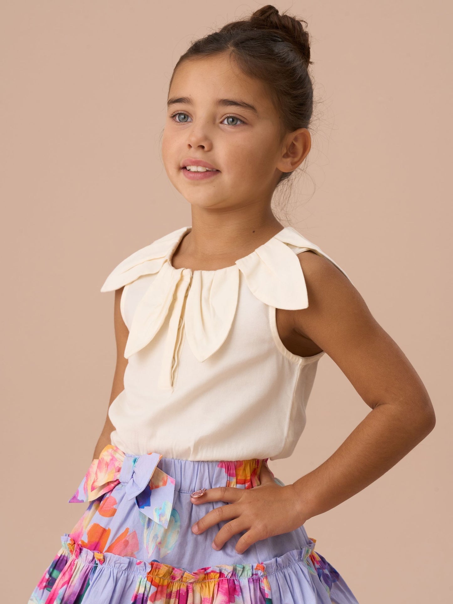 Dsiney Kidz - Angel & Rocket White Margaux Ivory Petal Collar 100% Cotton Top image 3