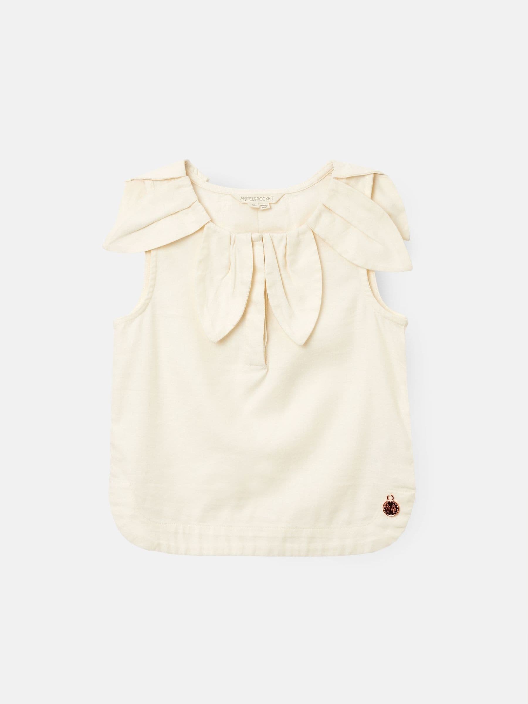 Dsiney Kidz - Angel & Rocket White Margaux Ivory Petal Collar 100% Cotton Top image 6