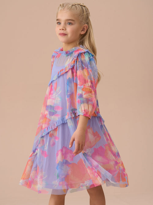 Dsiney Kidz - Angel & Rocket Beatrice Purple Asymmetric Frill Mesh Dress image 1