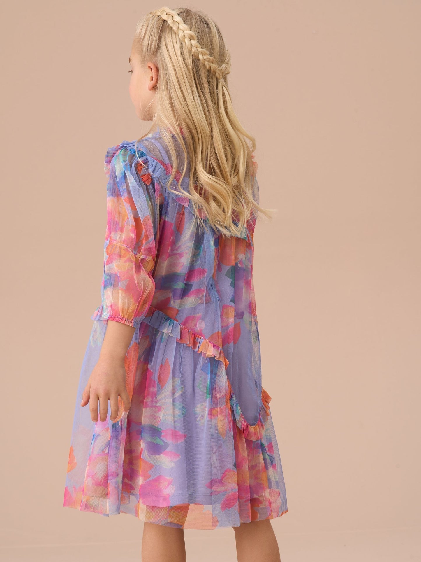 Angel & Rocket Beatrice Purple Asymmetric Frill Mesh Dress image 2