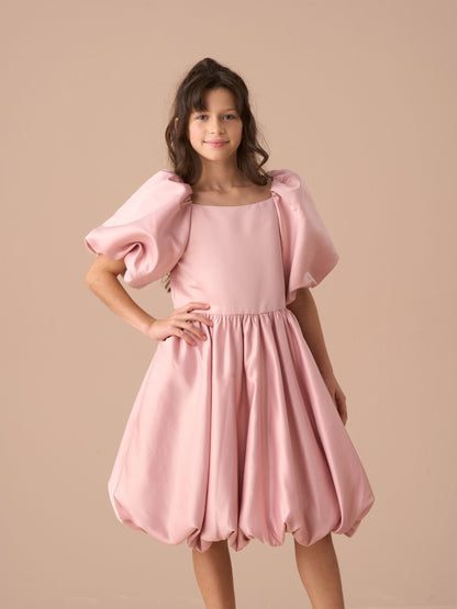 Angel & Rocket Elle Pink Bubble Hem Satin Dress image 3