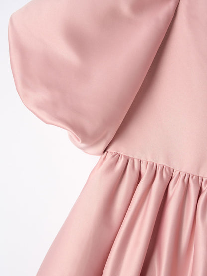 Angel & Rocket Elle Pink Bubble Hem Satin Dress image 5