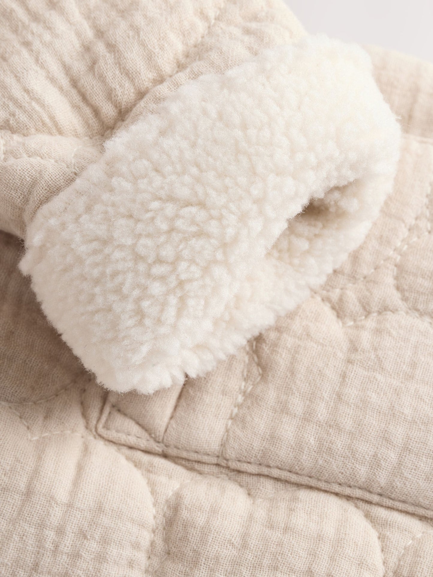 Ecru Bear Print Quilted Baby Zip Through Jacket