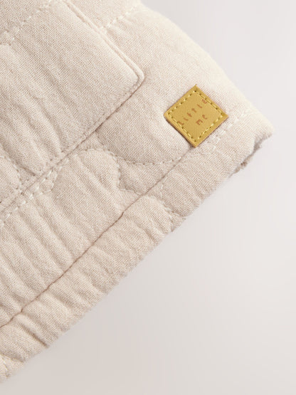 Ecru Bear Print Quilted Baby Zip Through Jacket