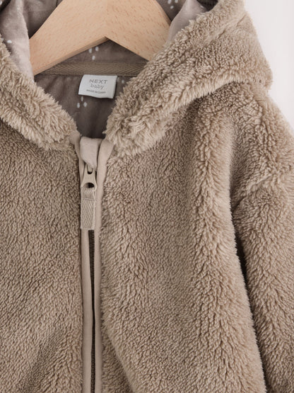 Mink Brown Fleece Baby Zip Jacket