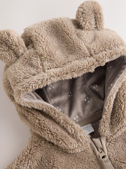 Mink Brown Fleece Baby Zip Jacket