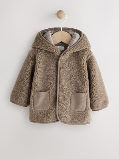 Mink Brown Baby Borg Hooded Jacket