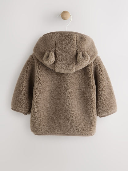 Mink Brown Baby Borg Hooded Jacket