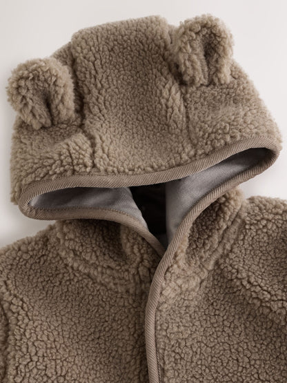 Mink Brown Baby Borg Hooded Jacket