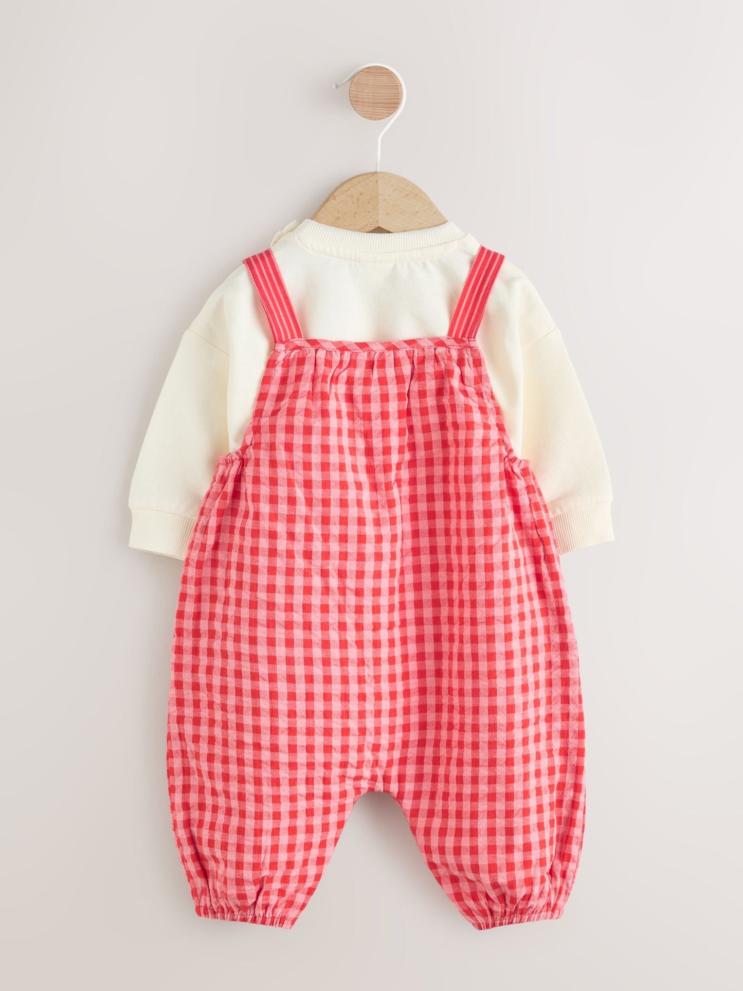 Red/ Pink Gingham Baby Dungarees and Bodysuit 2 Piece Set (0mths-2yrs)
