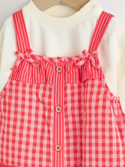 Red/ Pink Gingham Baby Dungarees and Bodysuit 2 Piece Set (0mths-2yrs)