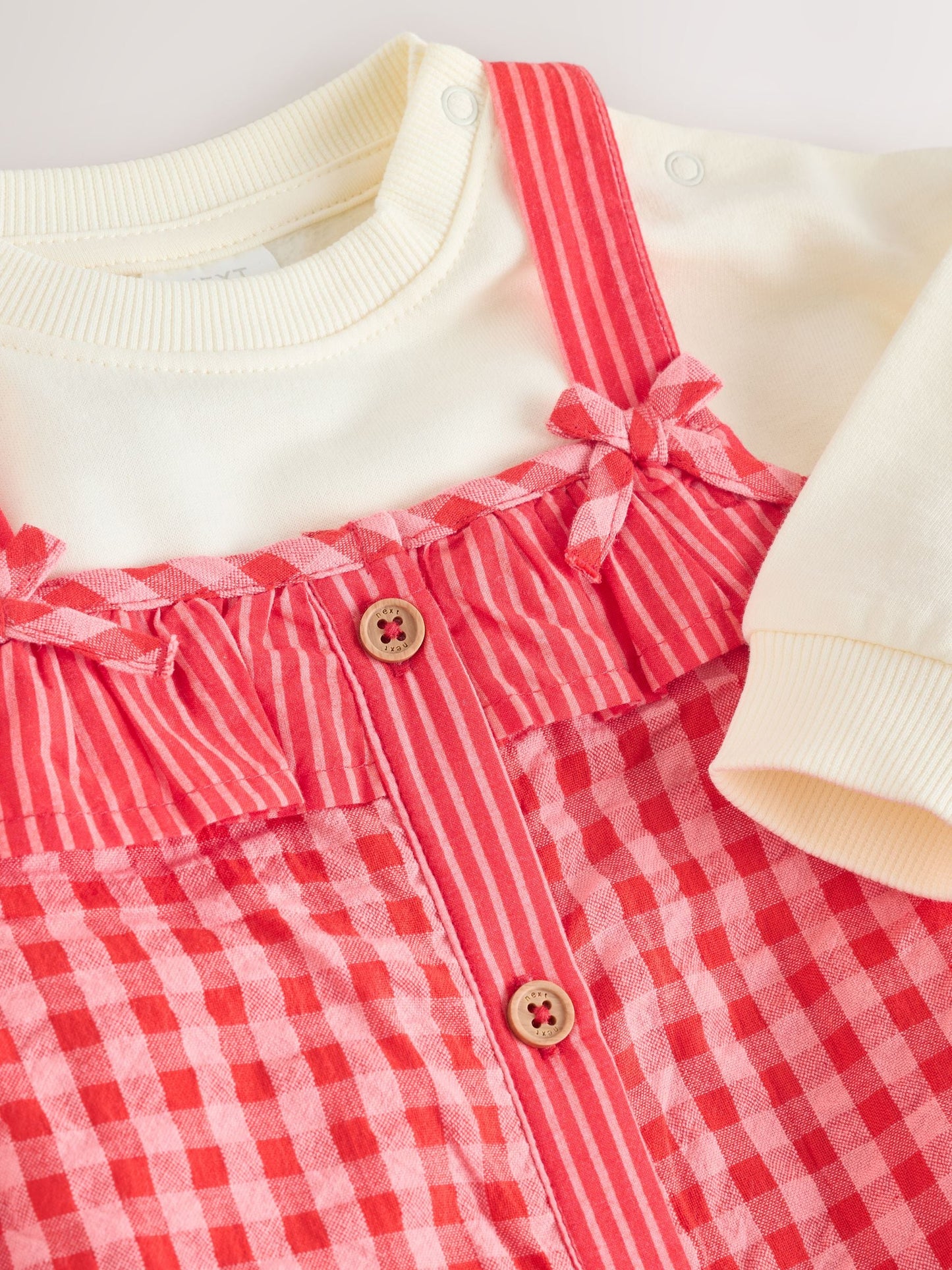 Red/ Pink Gingham Baby Dungarees and Bodysuit 2 Piece Set (0mths-2yrs)