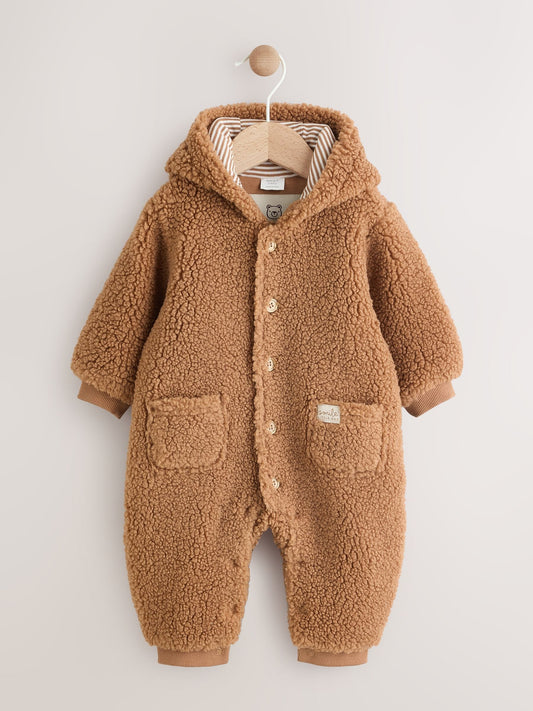 Brown Borg Hooded Baby Pramsuit