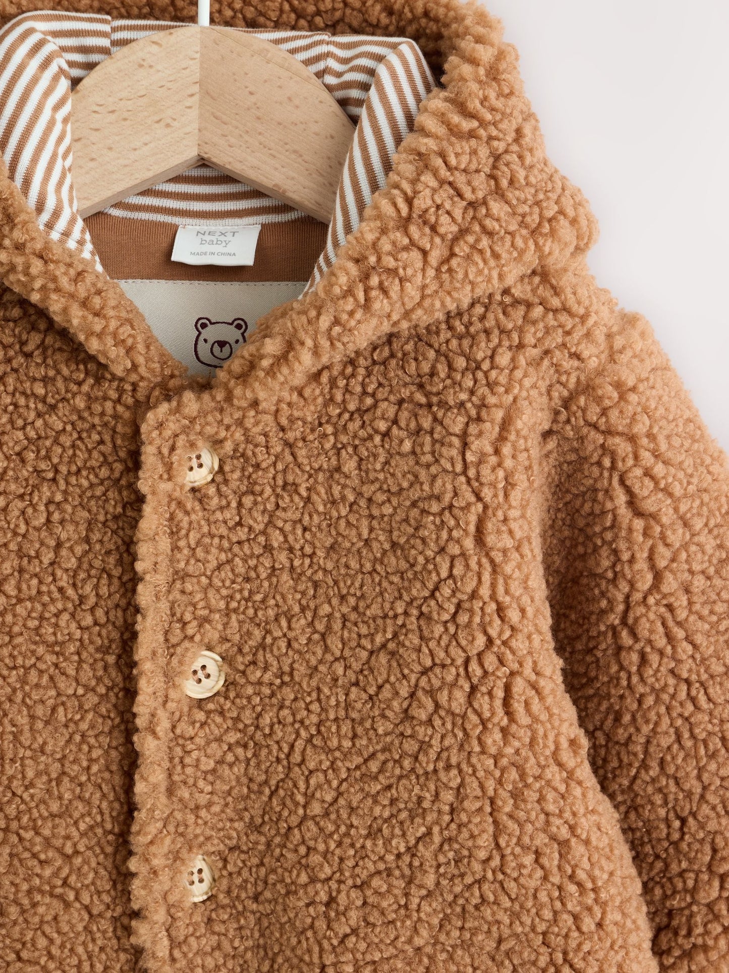 Brown Baby Borg Hooded Pramsuit