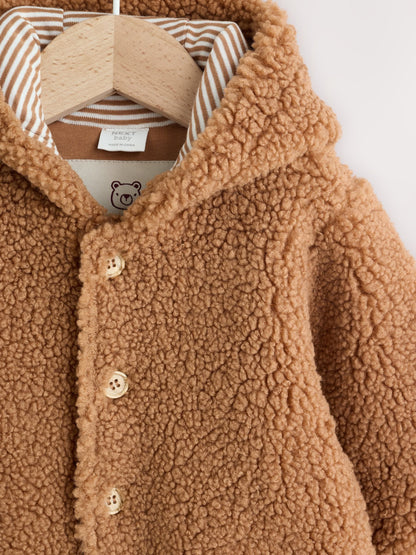 Brown Baby Borg Hooded Pramsuit