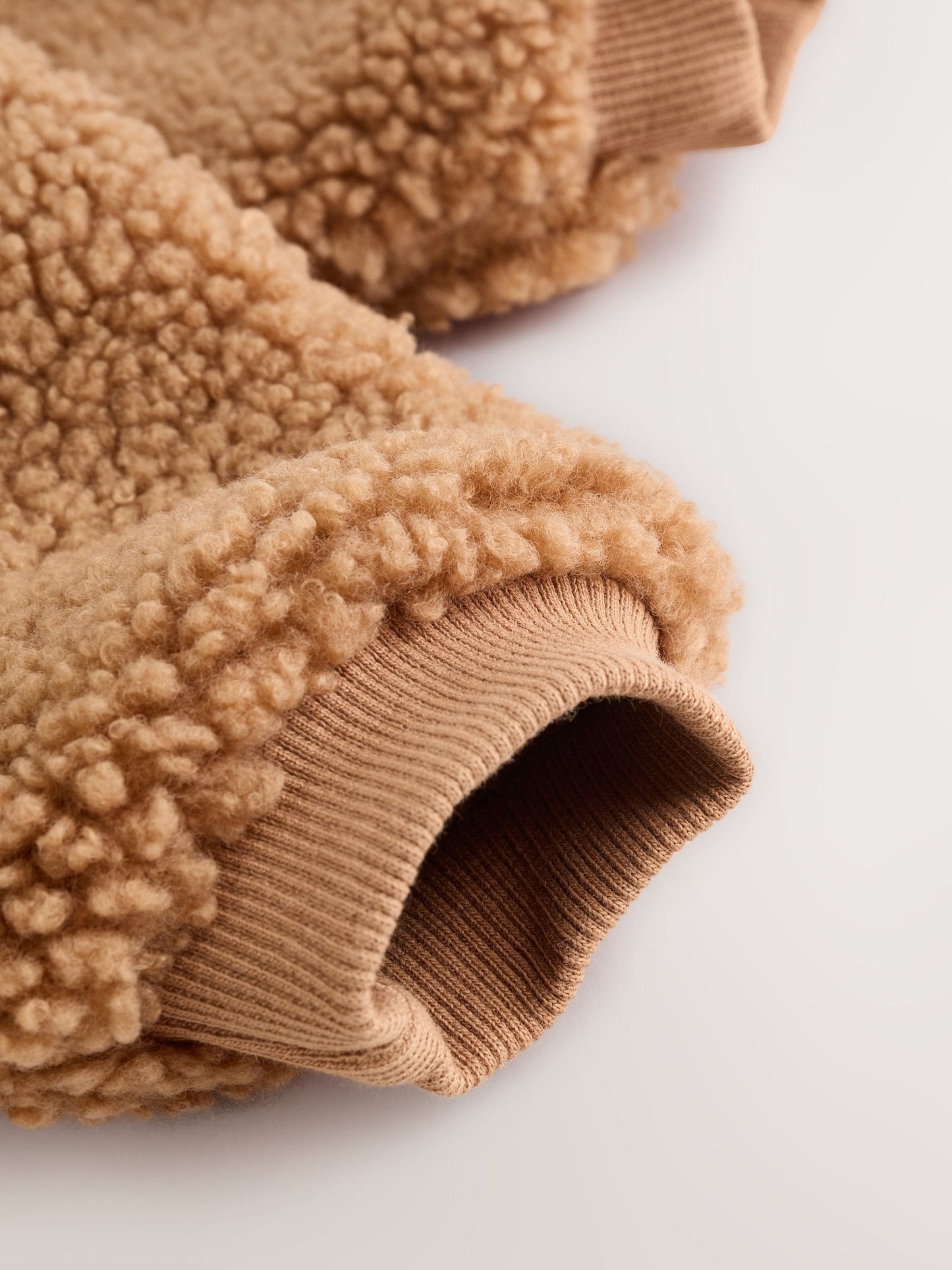 Brown Baby Borg Hooded Pramsuit