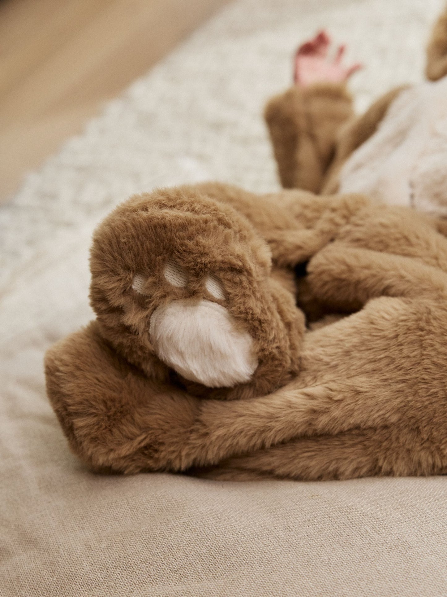 Brown Bear Faux Fur Hooded Baby Pramsuit