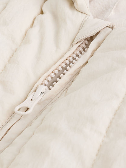 Ecru Little One Back Slogan Quilted Nylon Pramsuit