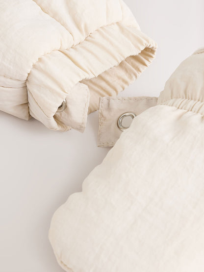 Ecru Little One Back Slogan Quilted Nylon Pramsuit