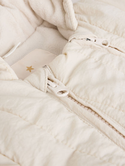 Ecru Little One Back Slogan Quilted Nylon Pramsuit