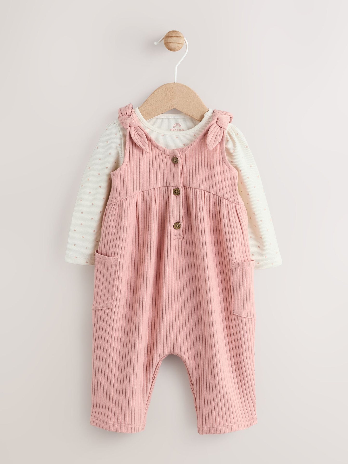 Pink Baby Jersey Dungaree and Bodysuit 2 Piece Set (0mths-2yrs)