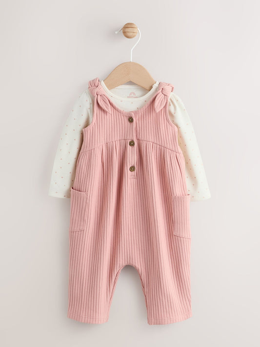 Pink Baby Jersey Dungaree and Bodysuit 2 Piece Set (0mths-2yrs)