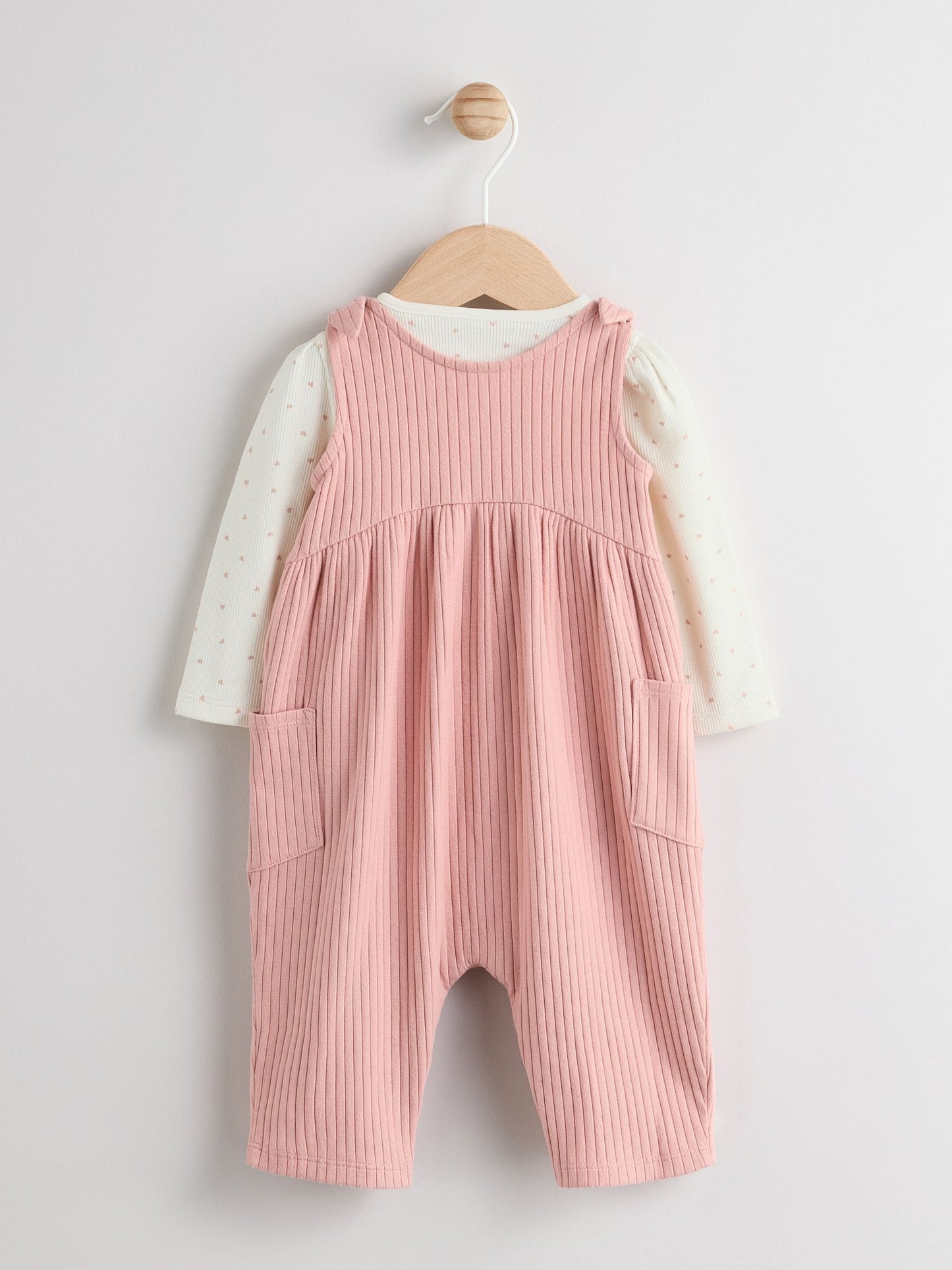 Pink Baby Jersey Dungaree and Bodysuit 2 Piece Set (0mths-2yrs)