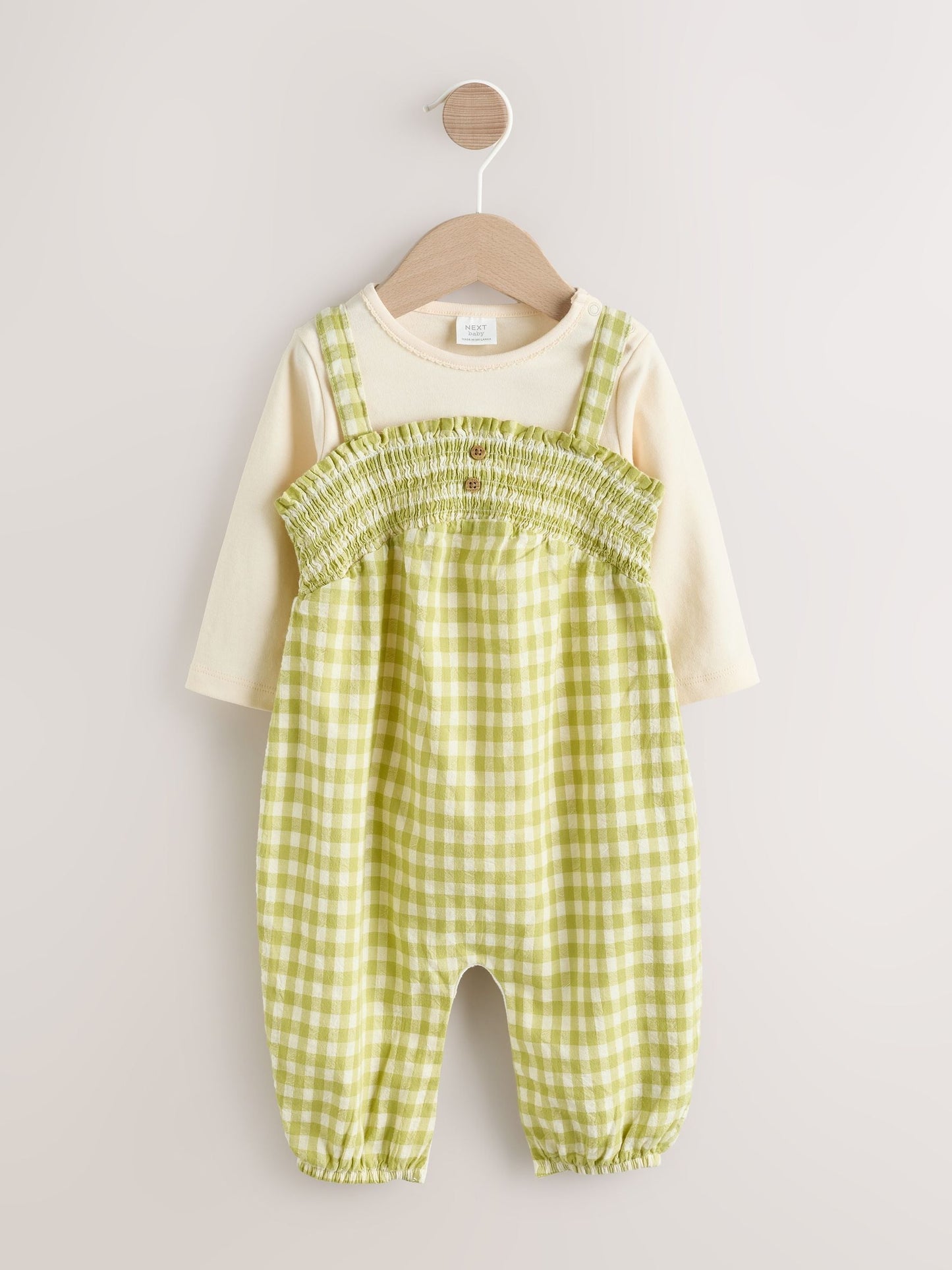 Green Gingham Baby Dungarees and Bodysuit 2 Piece Set (0mths-2yrs)