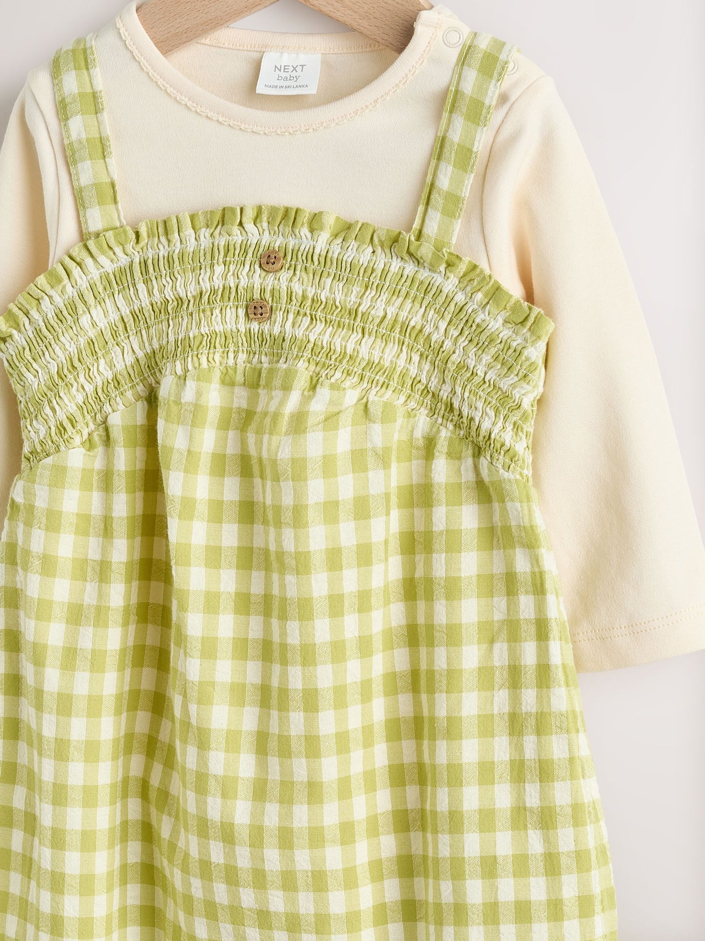 Green Gingham Baby Dungarees and Bodysuit 2 Piece Set (0mths-2yrs)