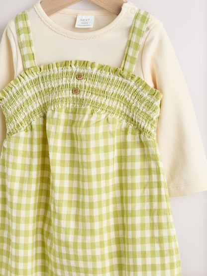 Green Gingham Baby Dungarees and Bodysuit 2 Piece Set (0mths-2yrs)