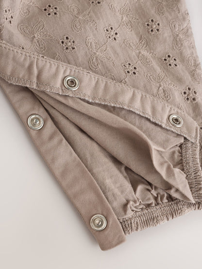 Neutral Broderie Baby Dungarees and Bodysuit 2 Piece Set (0mths-2yrs)