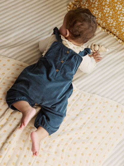 Navy Embroidered Baby Print Long Sleeve Bodysuit and Cord Dungarees Set 2 Piece (0mths-2yrs)