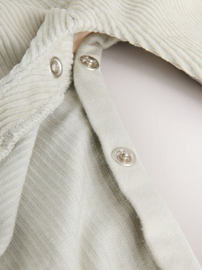 Sage Green Baby Print Long Sleeve Bodysuit and Cord Dungarees Set 2 Piece (0mths-2yrs)