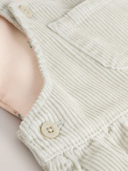 Sage Green Baby Print Long Sleeve Bodysuit and Cord Dungarees Set 2 Piece (0mths-2yrs)