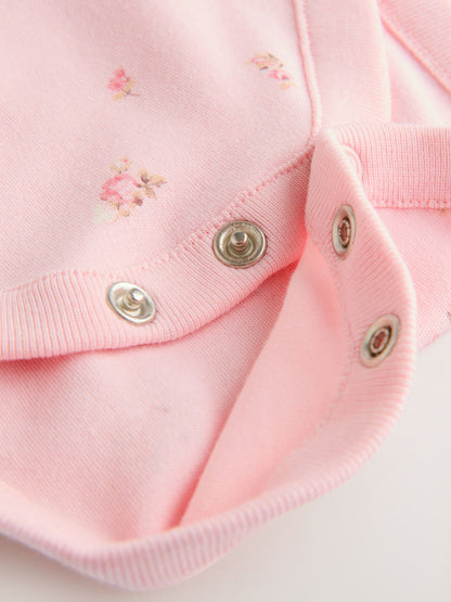 Pink Ditsy Baby Print Long Sleeve Bodysuit and Cord Dungarees Set 2 Piece (0mths-2yrs)