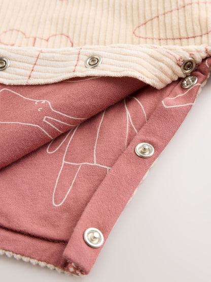 Cream / Pink Character Baby Dungaree and Bodysuit Two Piece Set (0mths-3yrs)