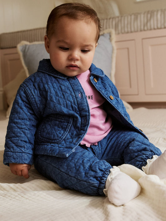 Blue Baby Denim Jacket Trousers and T-Shirt 3 Piece Set (0mths-2yrs) image 1