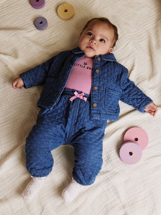 Blue Baby Denim Jacket Trousers and T-Shirt 3 Piece Set (0mths-2yrs) image 3