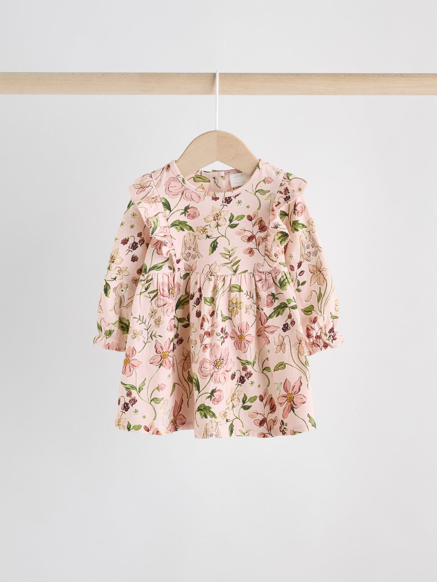 Pink Floral/ Cream Ditsy Baby Jersey Dresses 2 Pack (0mths-2yrs) image 3