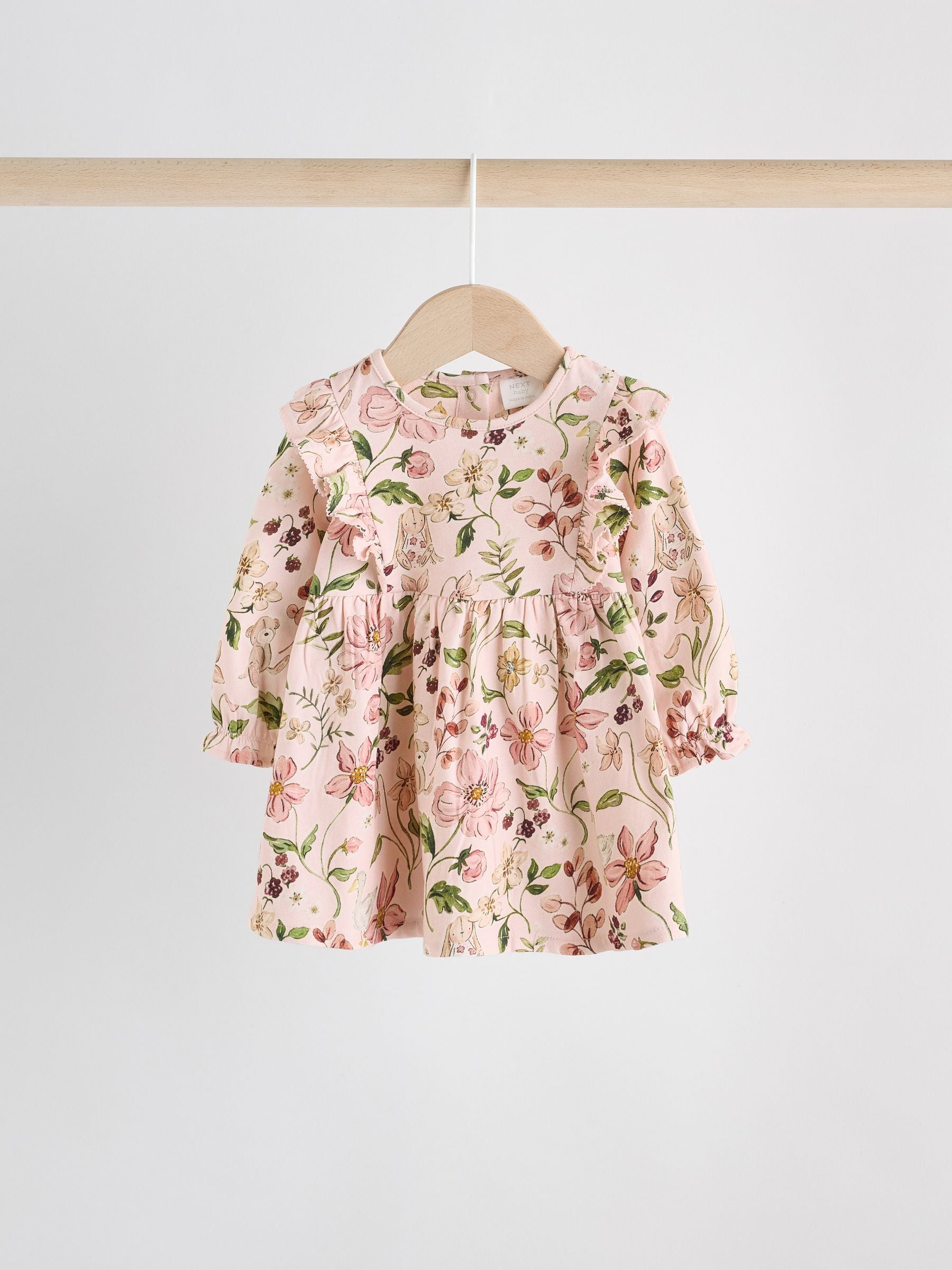 Pink Floral/ Cream Ditsy Baby Jersey Dresses 2 Pack (0mths-2yrs) image 3