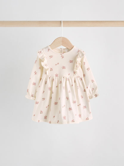 Pink Floral/ Cream Ditsy Baby Jersey Dresses 2 Pack (0mths-2yrs) image 5